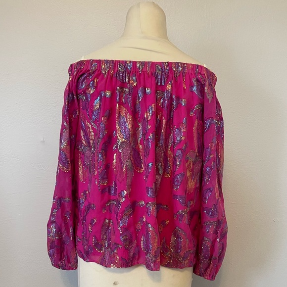NWT Lilly Pulitzer Emilee Long Sleeve Off The Shoulder Top - Picture 6 of 9